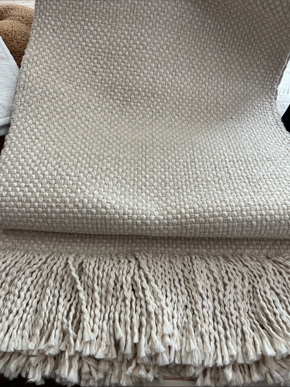 Pottery Barn Cream Woven Cotton runner 18X108 inches - Picture 2 of 2